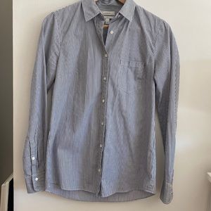 Woman’s J.Crew grey pinstripe button up shirt